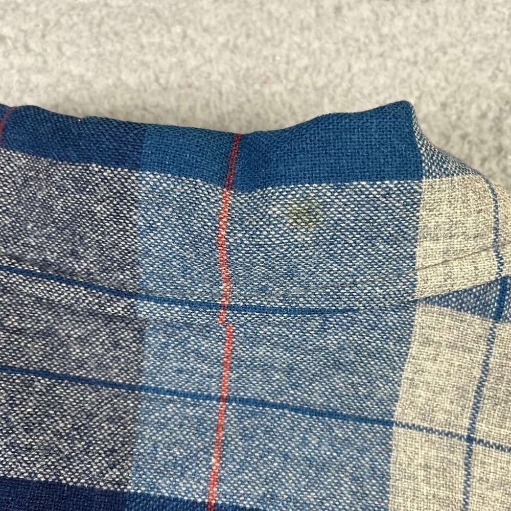 Vtg 1950s PENDLETON Wool Flannel 49er Shirt Jacket Shell Buttons Blue Plaid - Picture 9 of 11